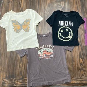 Lot of 3 Juniors Teen T-Shirts Various Sizes / Nirvana/ American Eagle / Shein
